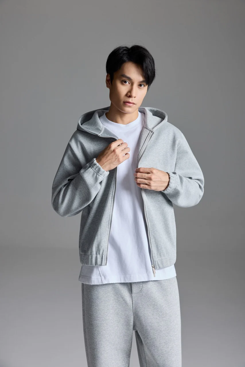 Scuba Knit Boxy Hoodie Grey - Image 3
