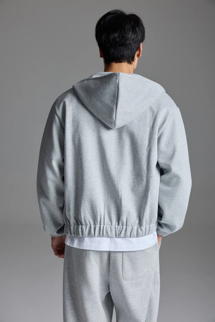 Scuba Knit Boxy Hoodie Grey - Image 4