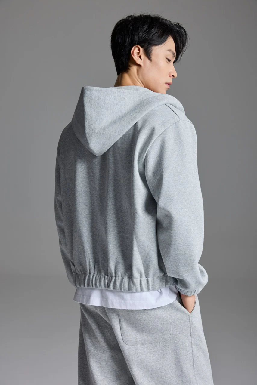 Scuba Knit Boxy Hoodie Grey - Image 7